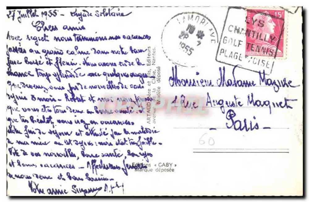 Chantilly — Castelo e jardins — Edições Caby - Verso