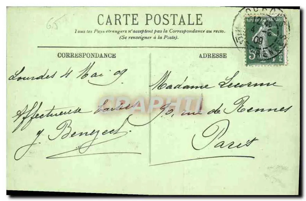 Lourdes — A Basílica — Magasins de l'Hôtel des Ambassadeurs - Verso