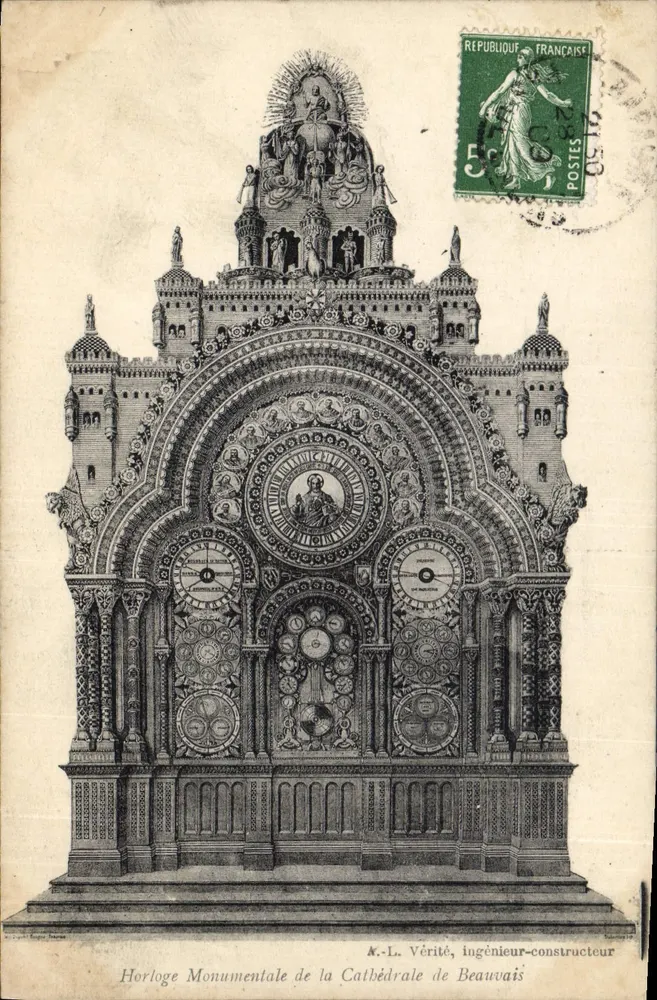 Monumentale Uhr der Kathedrale von Beauvais — K.-L. Vérité, Baumeister - Vorderseite
