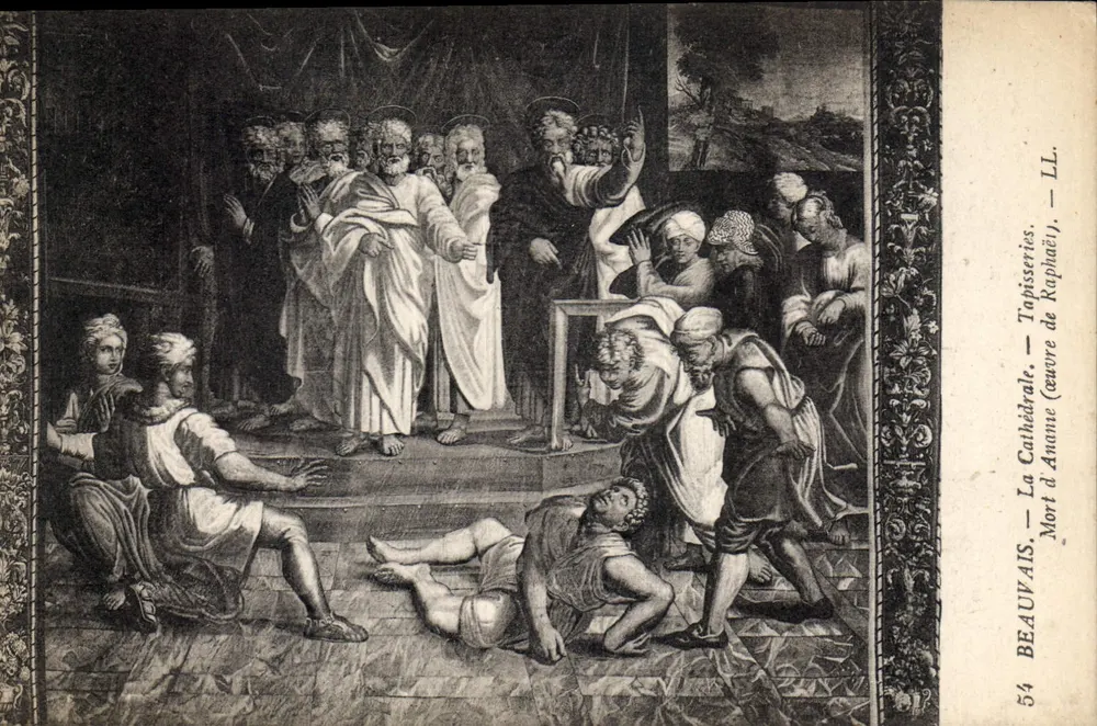 Beauvais — A Catedral. — Tapeçarias. — Morte de Ananie (obra de Raphael). — LL. — N° 54 - Frente