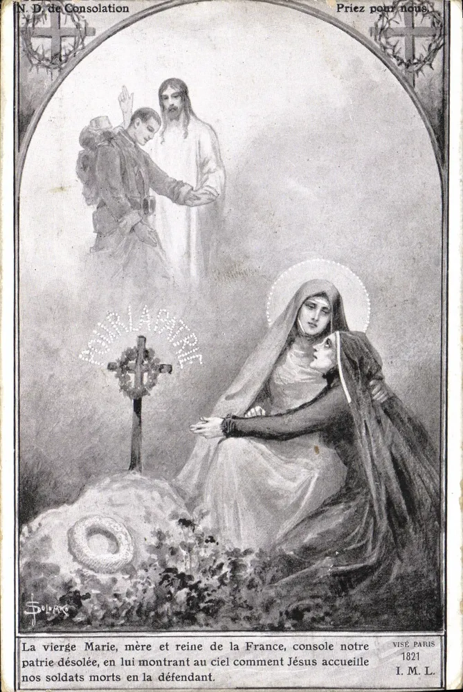 N.D. de Consolation — Die Jungfrau Maria tröstet Frankreich — Patriotische Ausgabe, Paris, 1915 - Vorderseite