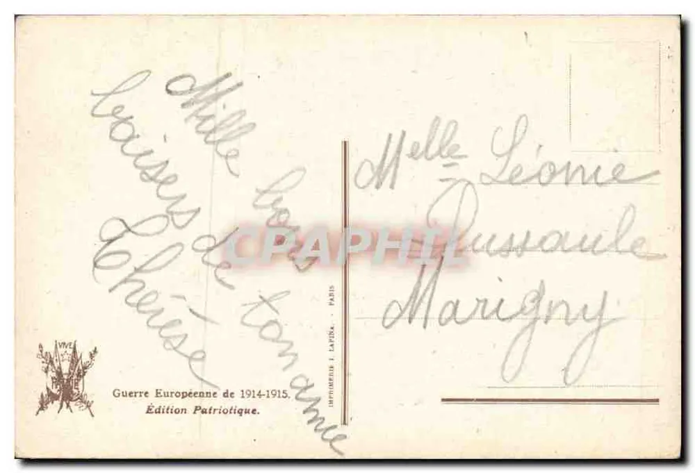 N.D. de Consolation — Die Jungfrau Maria tröstet Frankreich — Patriotische Ausgabe, Paris, 1915 - Rückseite