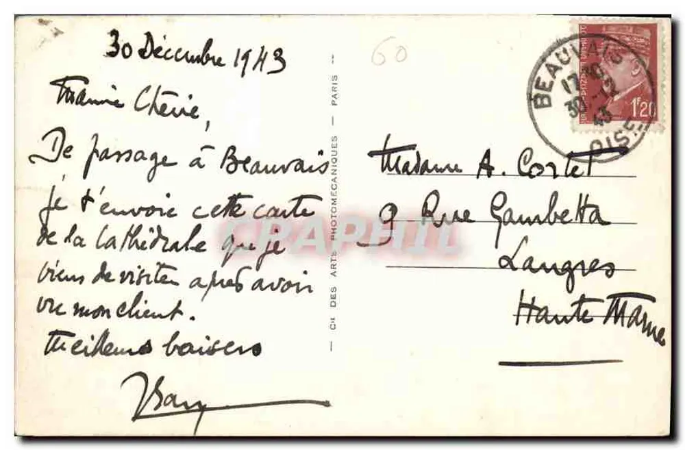 Beauvais — A Catedral — Cie des Arts Photomécaniques, ND.34 - Verso