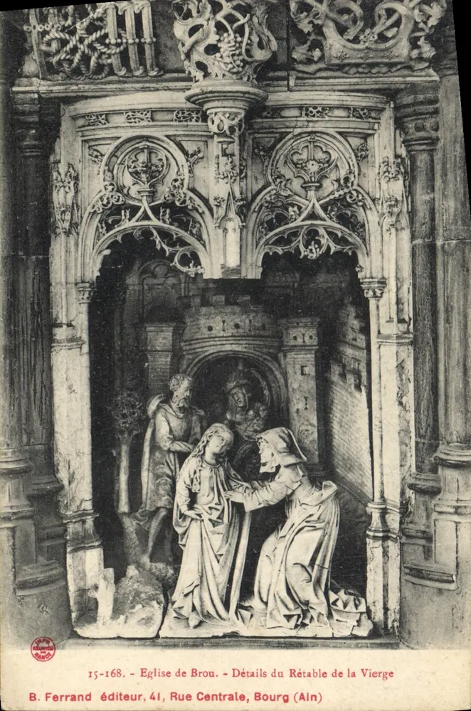 Kirche von Brou — Details des Retabels der Jungfrau — Verlag B. Ferrand, 41, Rue Centrale, Bourg (Ain) - Vorderseite