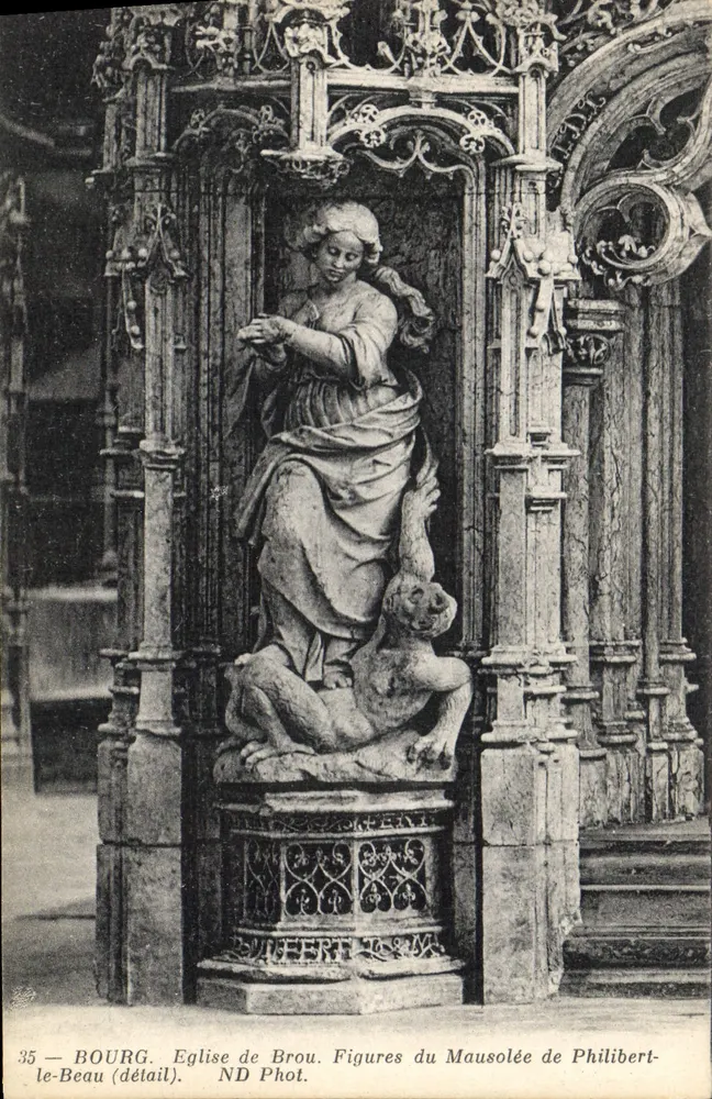 Bourg-le-Beau — Detail der Kirche, Figuren des Mausoleums von Philibert — ND Fotografie - Vorderseite