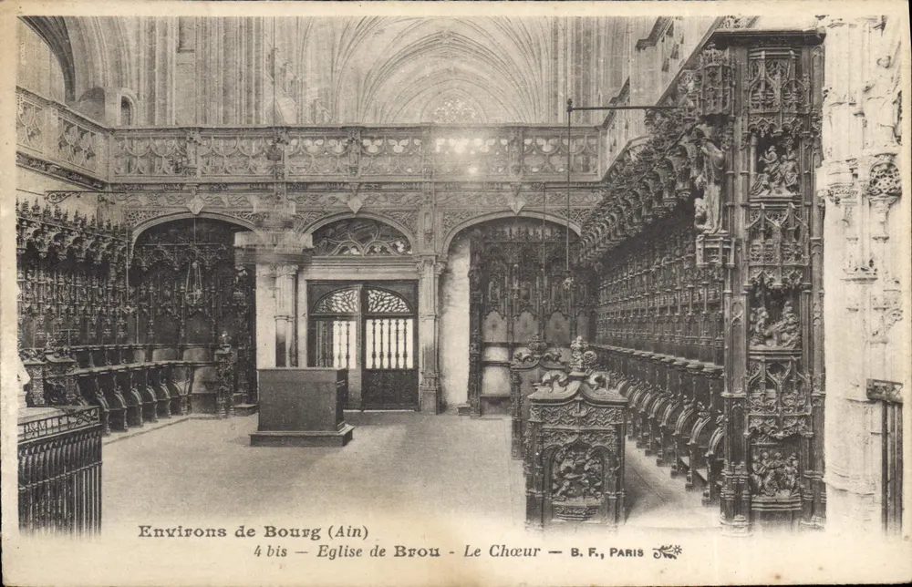Arredores de Bourg (Ain) — Igreja de Brou - O Coro — B.F., Paris - Frente