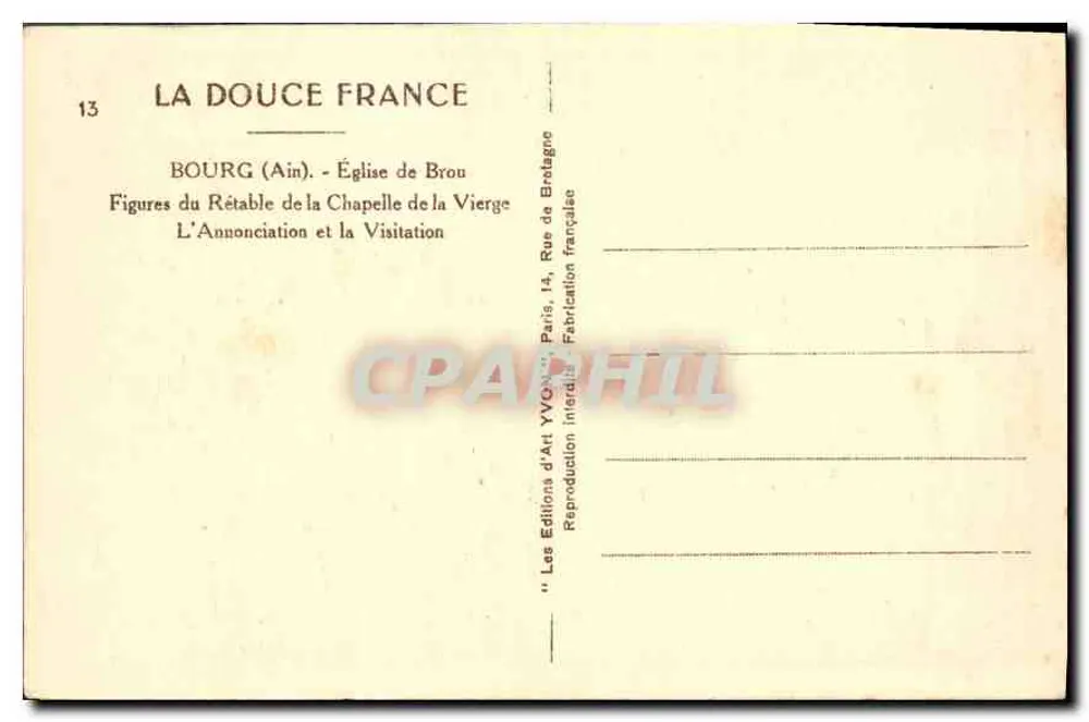 Bourg (Ain) — Kirche von Brou — Figuren des Retabels der Kapelle der Jungfrau — Éditions d'Art Yvon - Rückseite