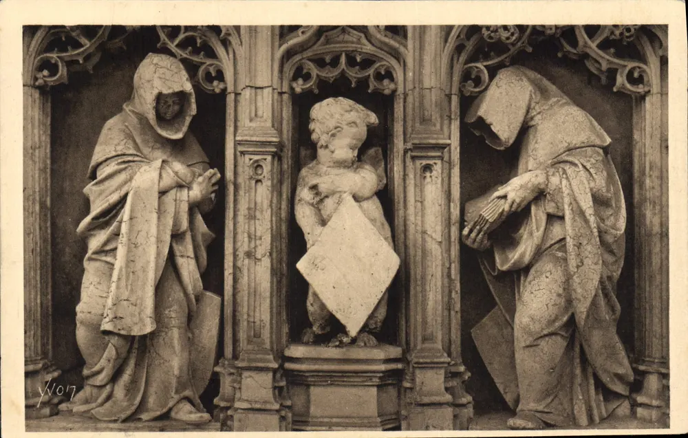Bourg (Ain) — Kirche von Brou — Figuren des Mausoleums von Marguerite de Bourbon (Die Weinter) — Éditions d'Art Yvon, Paris - Vorderseite