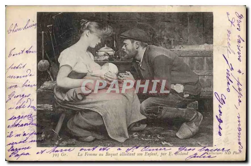 Die Frau am Eimer, die ihr Kind stillt — von E. Buland — Collection ND Photo - Vorderseite