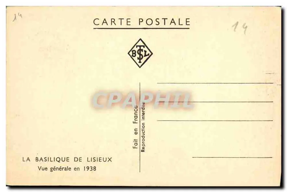 A Basílica de Lisieux — Vista geral — BSL, n°14 - Verso