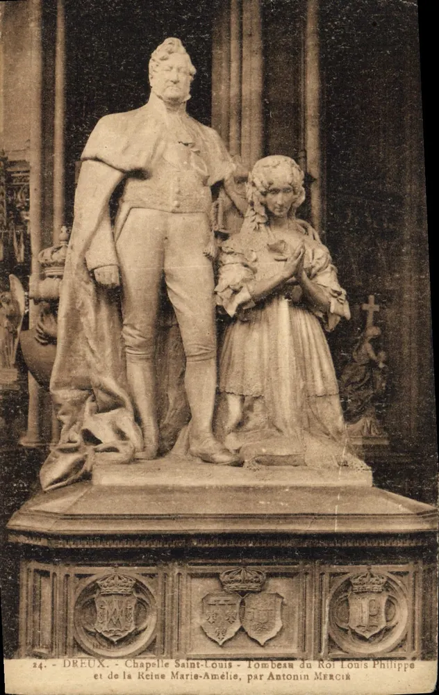 DREUX - Capela de São Luís - Túmulo do Rei Luís Felipe e da Rainha Maria-Amélia, por Antonin Mercié - Frente