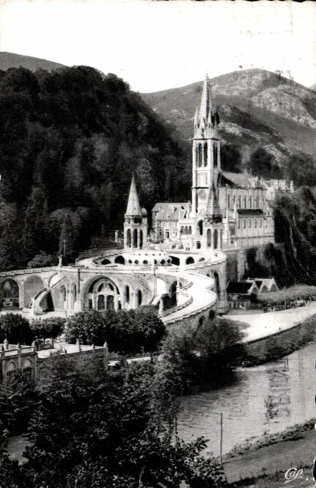 Lourdes — A Basílica e o Gave — Editor: C.P. n°353 - Frente