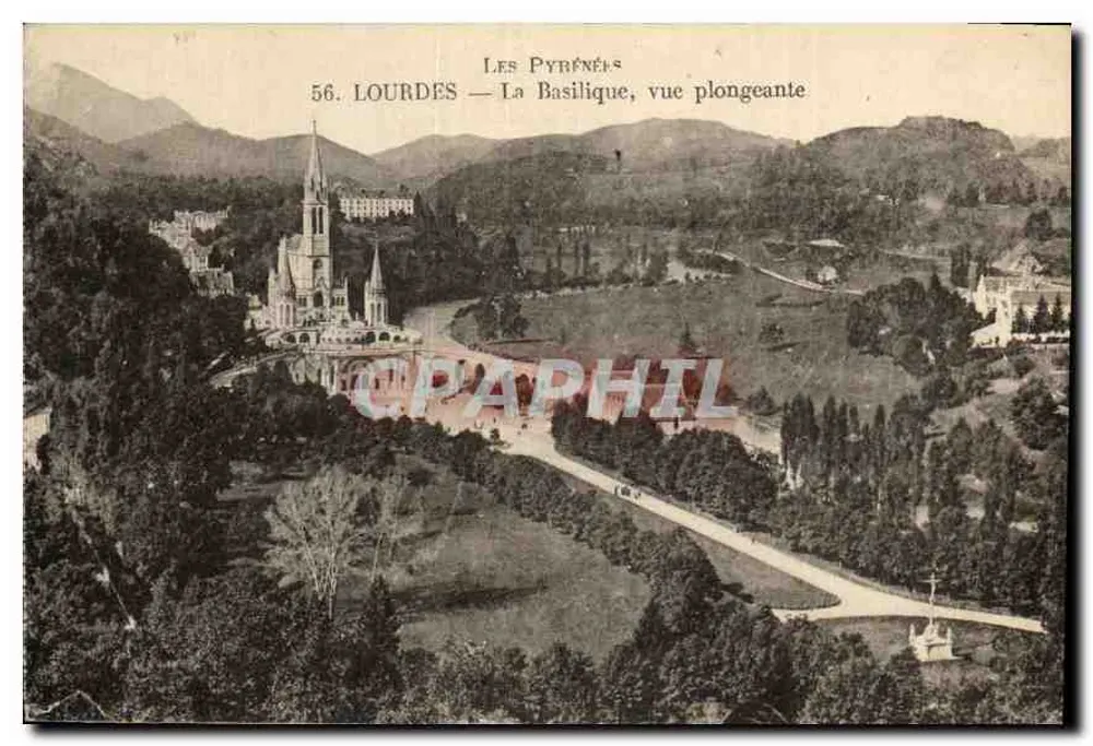 Lourdes — Die Basilika, Luftbild — Les Pyrénées, n°56 - Vorderseite
