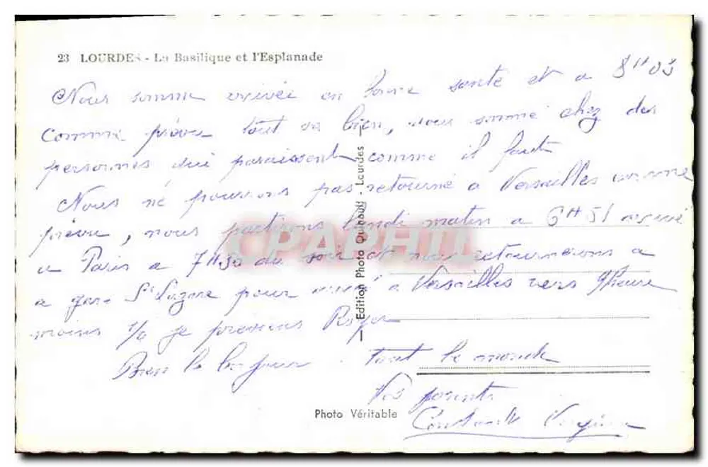 Lourdes — A Basílica e a Esplanada — Foto Verdadeira - Verso