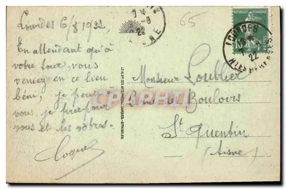 Lourdes - A Esplanada e a Basílica — CAP, n° 59 - Verso