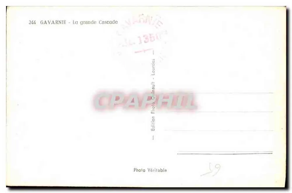 Gavarnie — A Grande Cachoeira — Edição Foto Verdadeira - Lourdes - Verso
