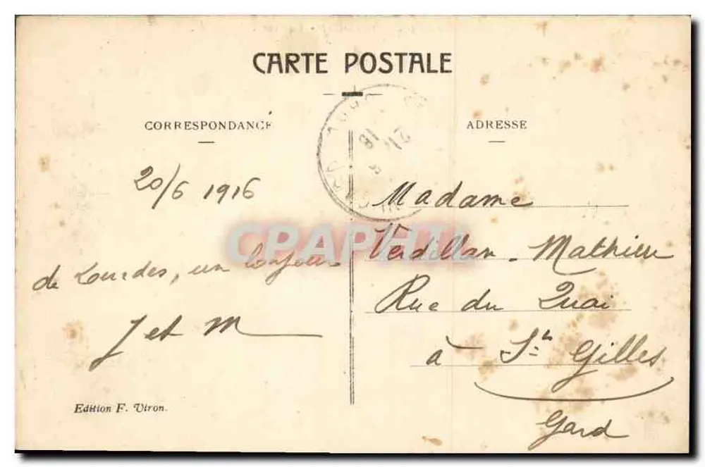 Lourdes - Visão da Esplanada — Edição F. Viron, n° 133 - Verso