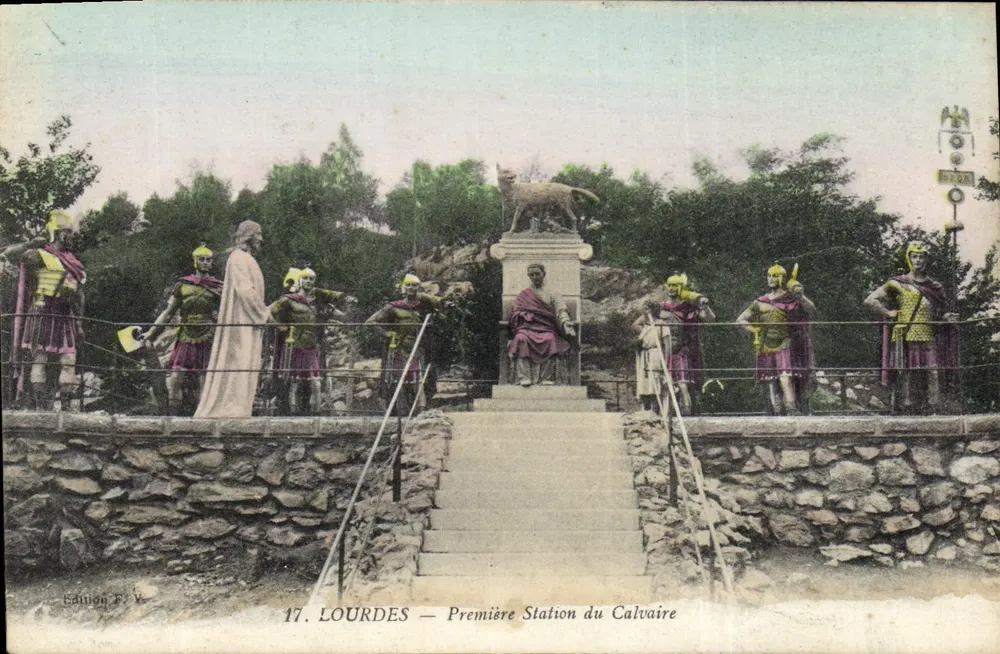 Lourdes — Prima Stazione del Calvario — Edizione F. V. - Recto