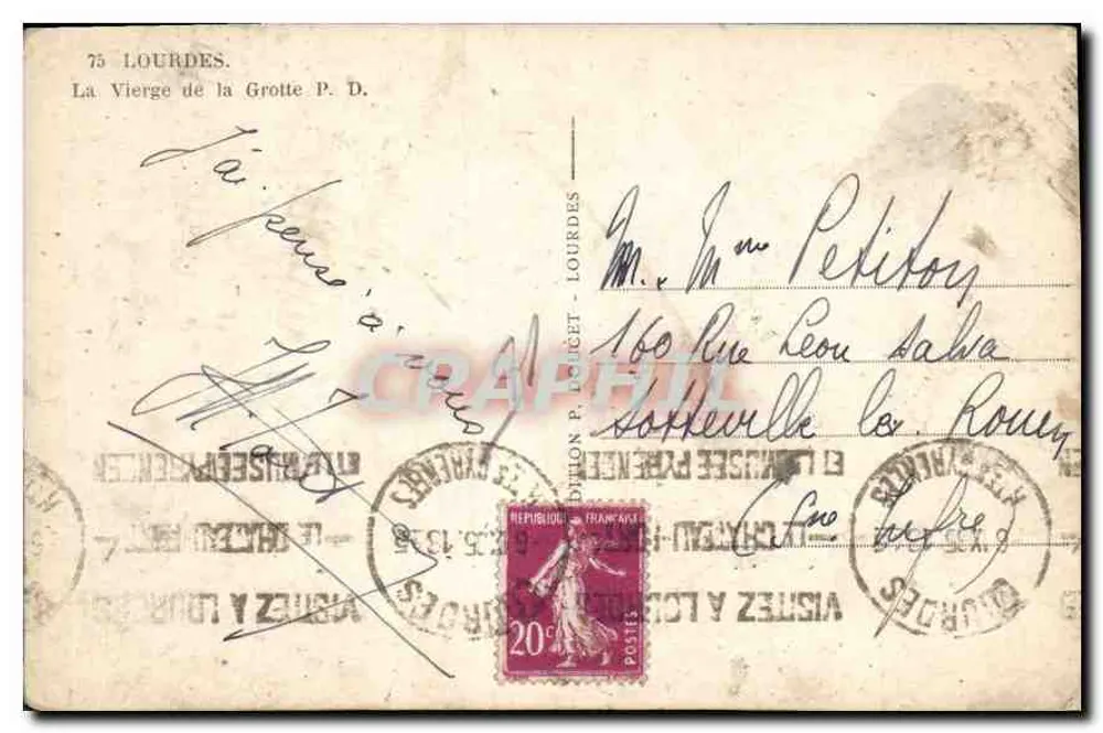 Nossa Senhora da Conceição — estátua em uma gruta — Doucel - Verso