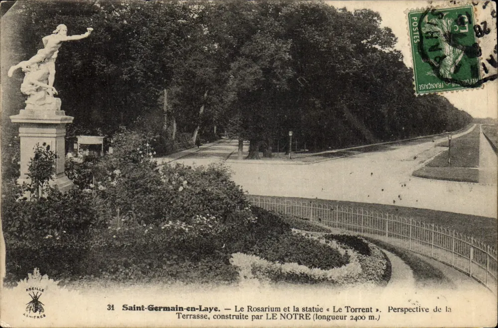 Saint-Germain-en-Laye — Il Rosario e la statua « Le Torrent » — Prospettiva della Terrasse, costruita da LE NOTRE (lunghezza 2400 m.) - Recto