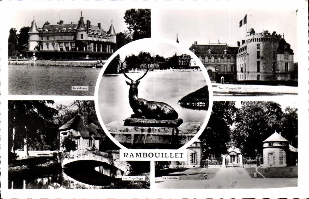 Rambouillet — Castelo, Torre de Francisco I, Os Caracóis, A Laticínio — Edições E. McGreg - Frente