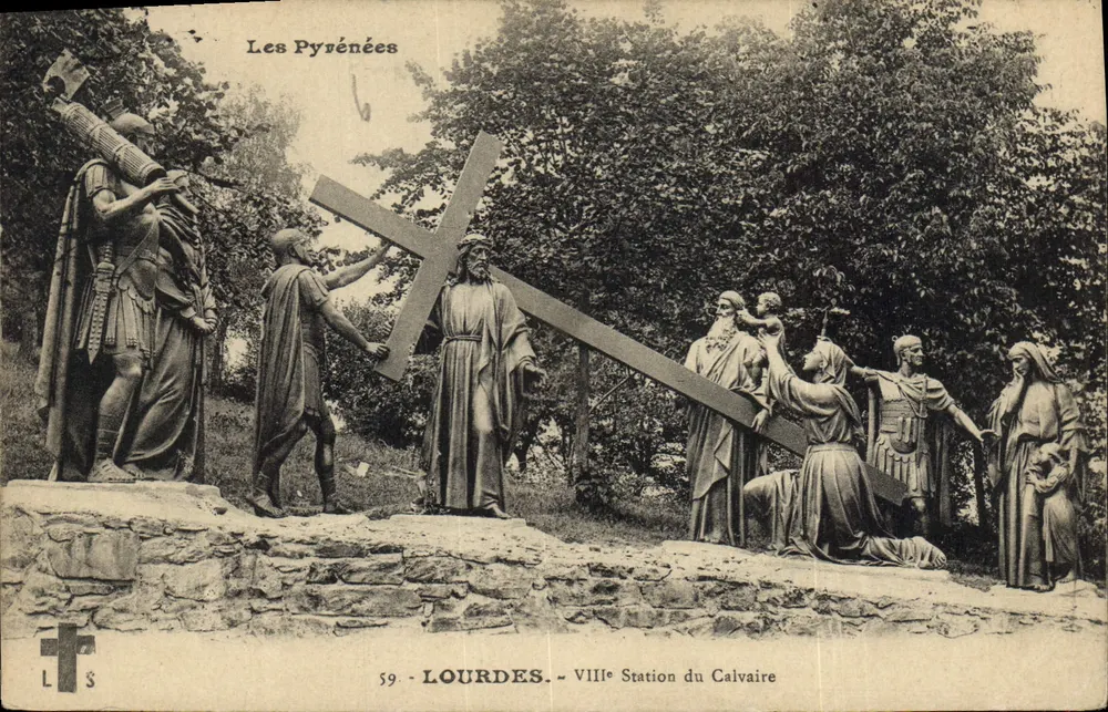 Lourdes — VIII. Station des Kreuzwegs — Die Pyrenäen - Vorderseite