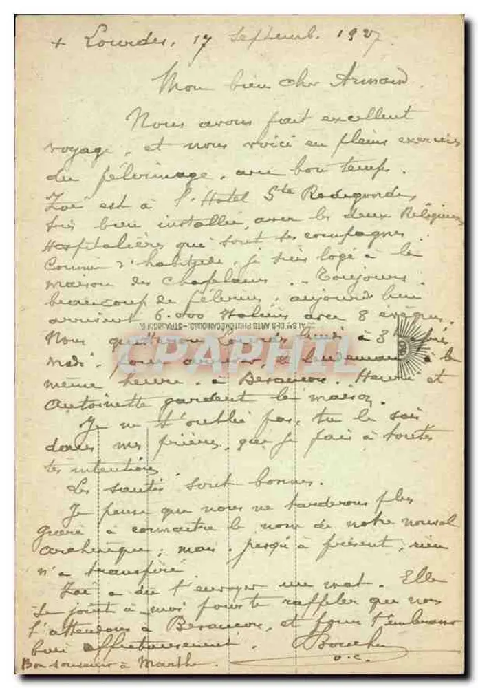 Lourdes. Santa Maria, a Basílica e a Esplanada — Bilhete postal antigo n°35 - Verso