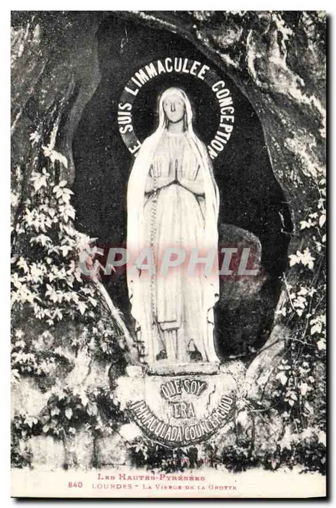 Lourdes - A Virgem da Gruta — Estátua de Nossa Senhora da Conceição Imaculada, editor L. F. (n° 840) - Frente