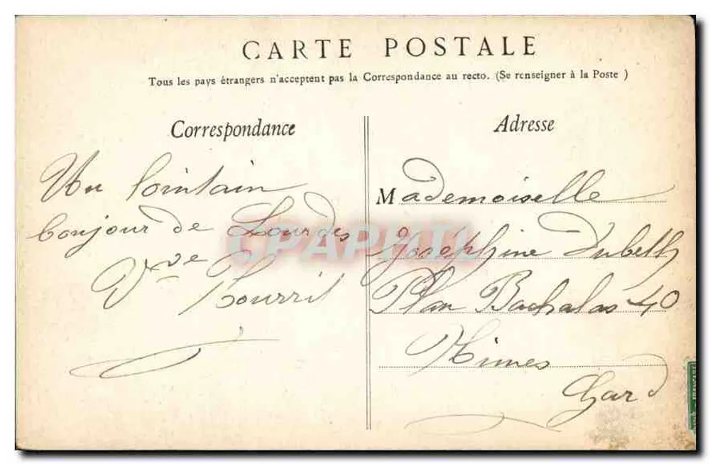 Lourdes — Vaterhaus von Bernadette Soubirous — Éd. F. V. - Rückseite