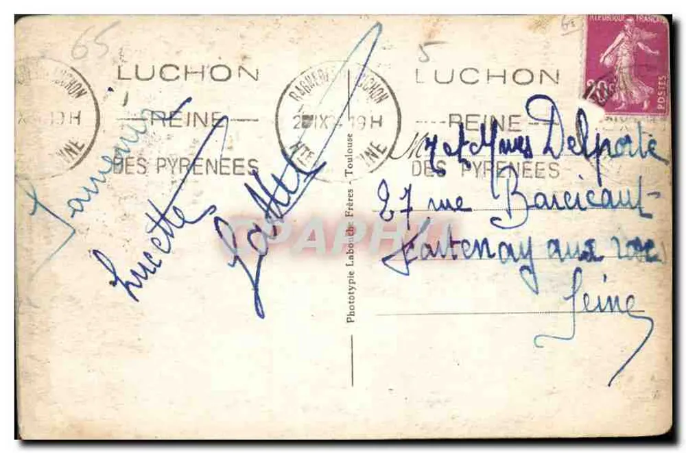 Vista geral e fundo das montanhas fronteiriças — Luchon — Fototipia Labouche Frères, n°316 - Verso