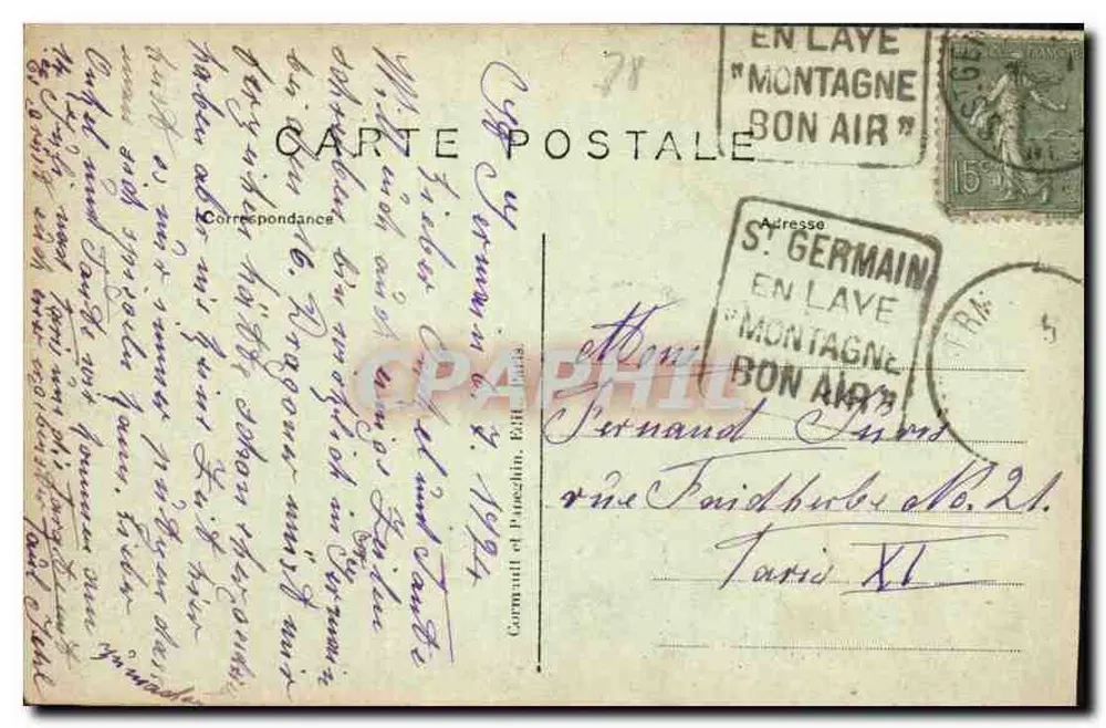 St-GERMAIN-en-LAYE (S.-et-O.) — « O Amor e a Loucura » Avenida Henri II — A.P. - Verso