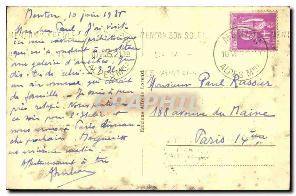 Człowiek Moustérien — rzeźba — wydawnictwo Alfredo Lorenzi, n°9 - Rewers