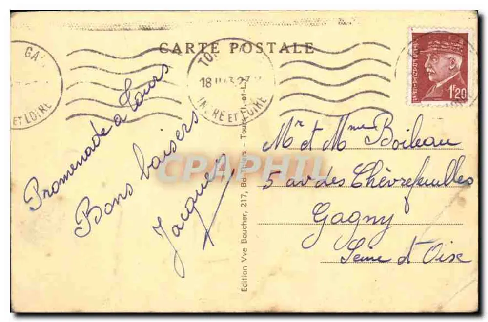 Tours (Loire-et-Loire) — Vista geral (lado Oeste) — A. B. — n° 124 - Verso