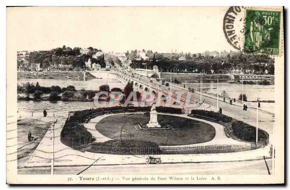 Tours (Loire) — Allgemeiner Blick auf die Wilson-Brücke und die Loire — A.B. - Vorderseite