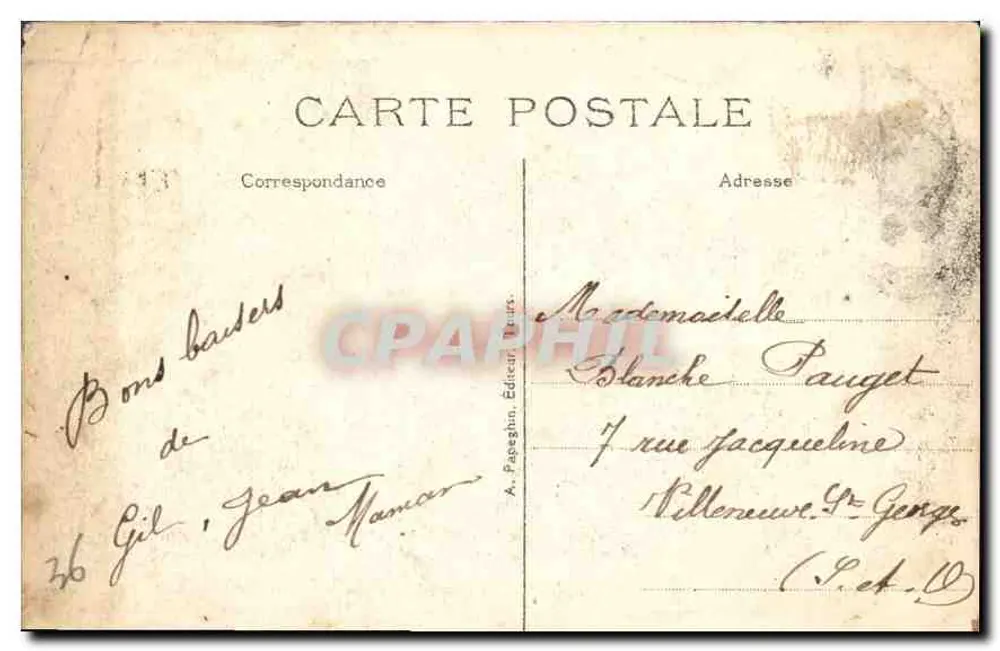 Tours (Loire-et-Loire) — Das Lycée, das Hotel du Grand Commandement und die Kathedrale — A. Papeghn, Verlag Tours, n°206 - Rückseite