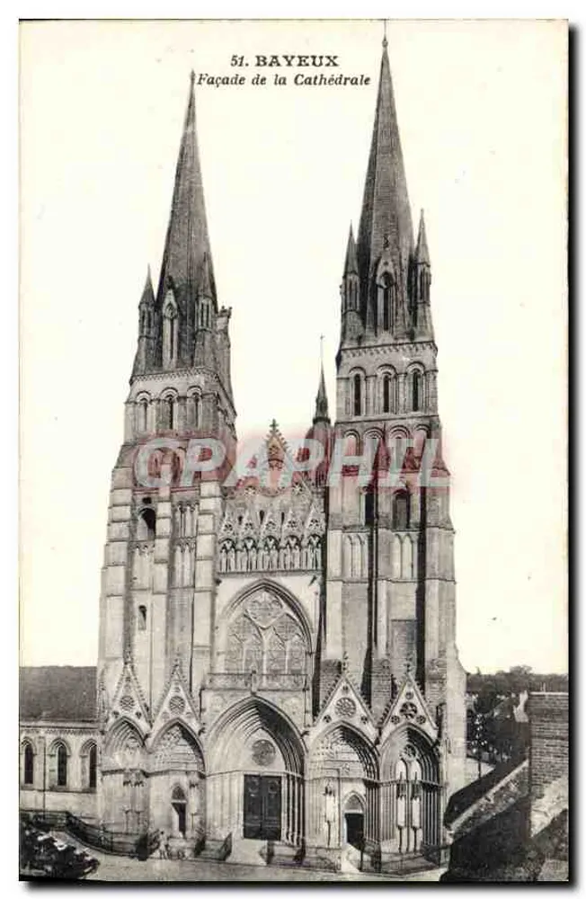 Bayeux — Fachada da Catedral — Livraria R. Deslindes, Bayeux - Frente