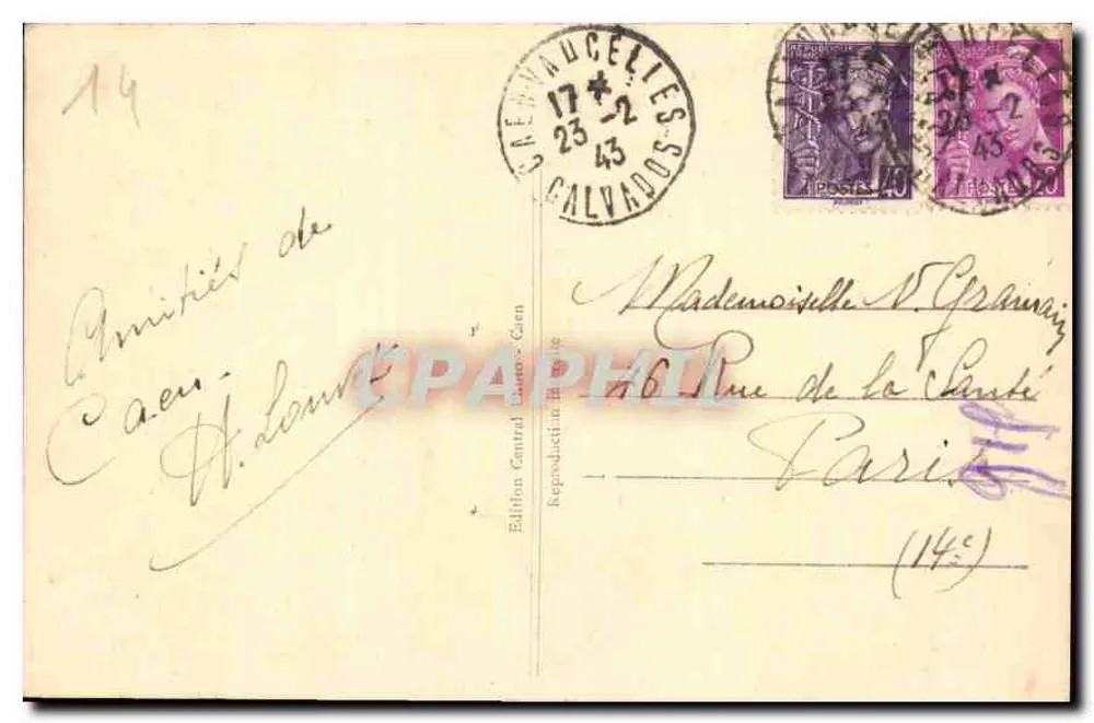 Caen - Der Turm der Kirche Saint-Pierre von der Zugbrücke des Schlosses aus gesehen — Edition Central Cam - n°10 - Rückseite