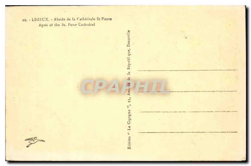 Lisieux — Abside da Catedral de São Pedro — Edição 'La Cigogne', 23, Avenida da República, Deauville - Verso