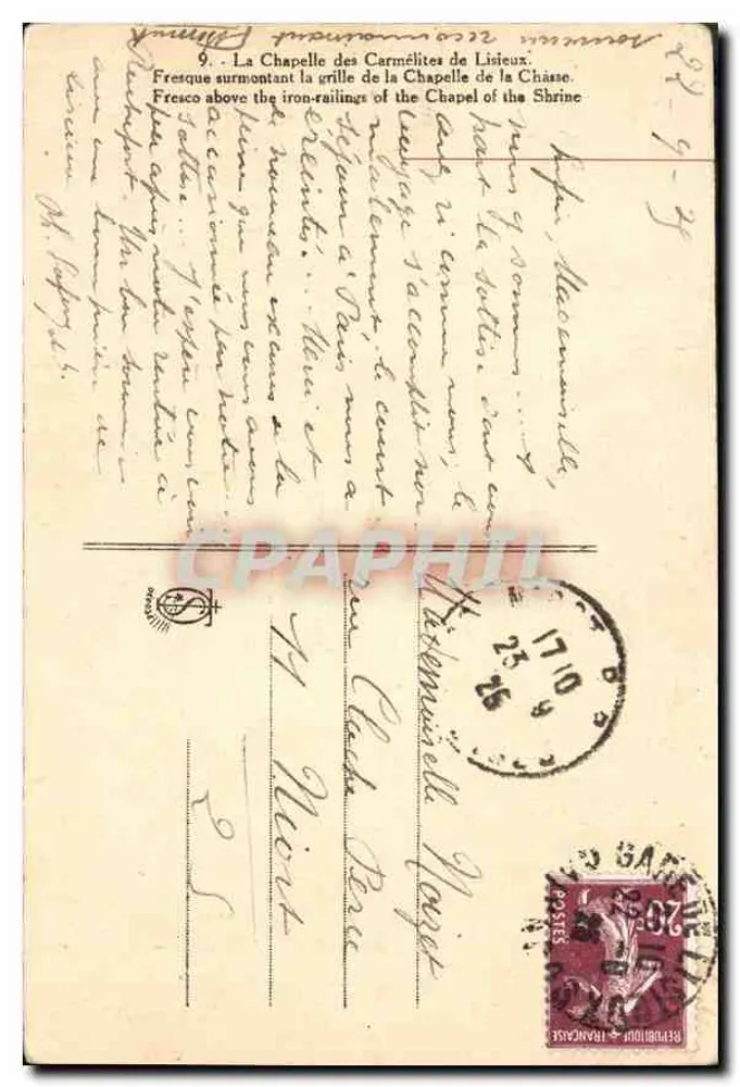 Freske der Kapelle der Karthäuser von Liseaux — Jesus lehrt die Kinder — unbekannter Verleger, Nr. 9 - Rückseite