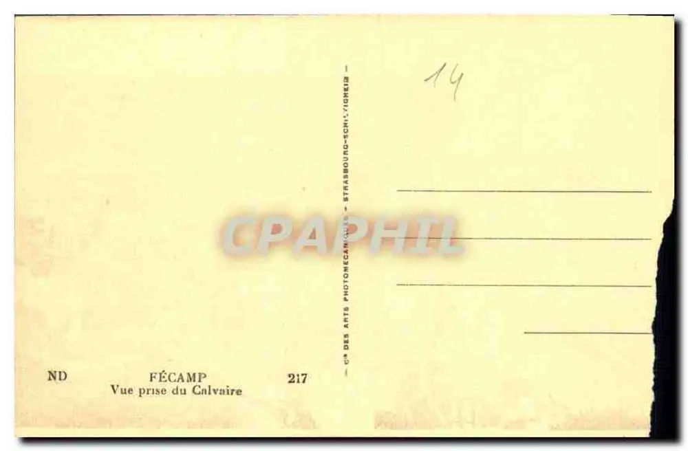 Fécamp — Vista del Calvario — Cie des Arts Photomecaniques, Strasbourg - Reverso