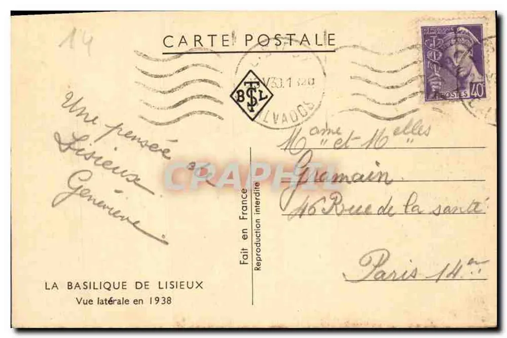 Basílica de Lisieux — Vista lateral em 1938 — A Basílica de Lisieux - Verso