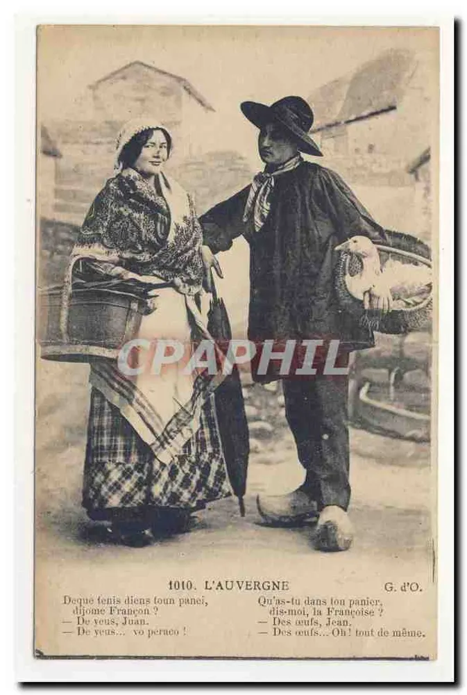 Auvergne — Marktszene mit Paar in Tracht — G. d'O., n° 1010 - Vorderseite