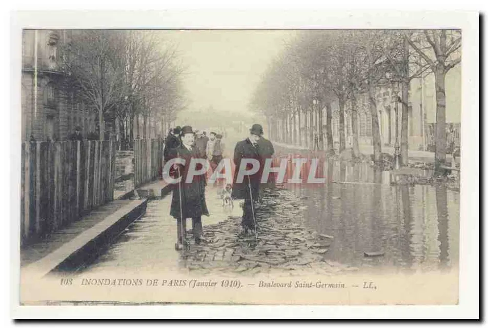 Allagamenti a Parigi — Gennaio 1910 — Boulevard Saint-Germain — LL, n° 108 - Recto