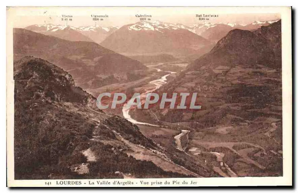 Lourdes - Tal der Argelès - Aussicht vom Pic du Jer - Vorderseite