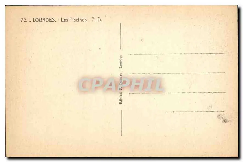 Lourdes — As Piscinas — Edição P. Daisset, Lourdes - Verso