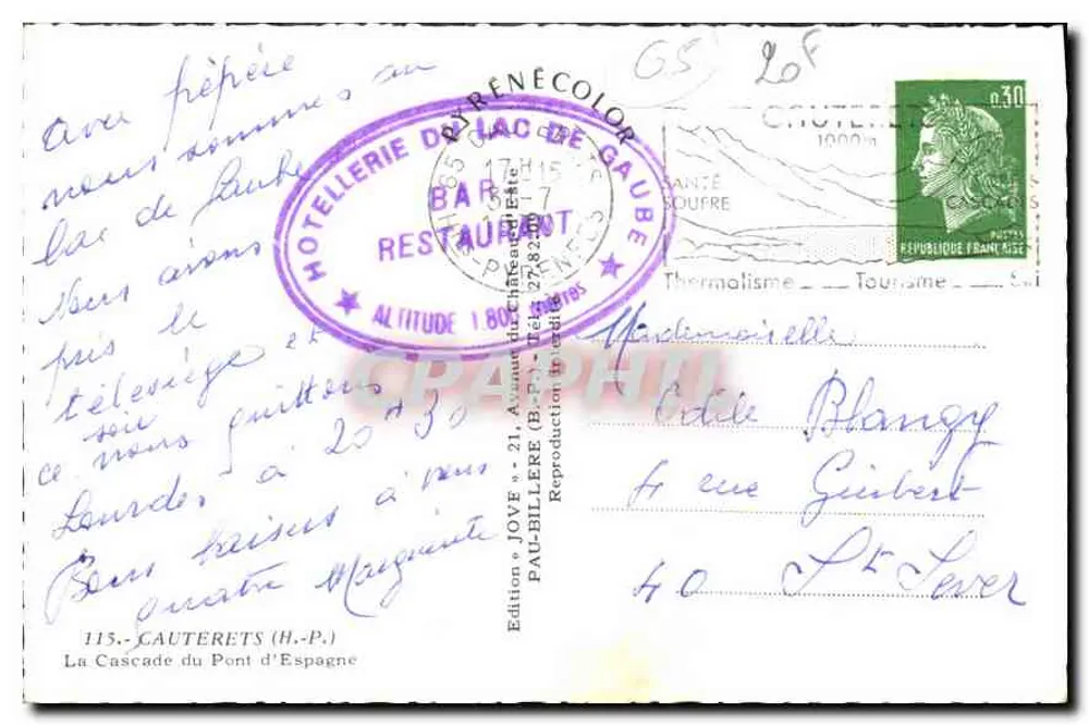 Der Wasserfall von Pont d'Espagne — Ausgabe Jove — Nr. 115 - Rückseite