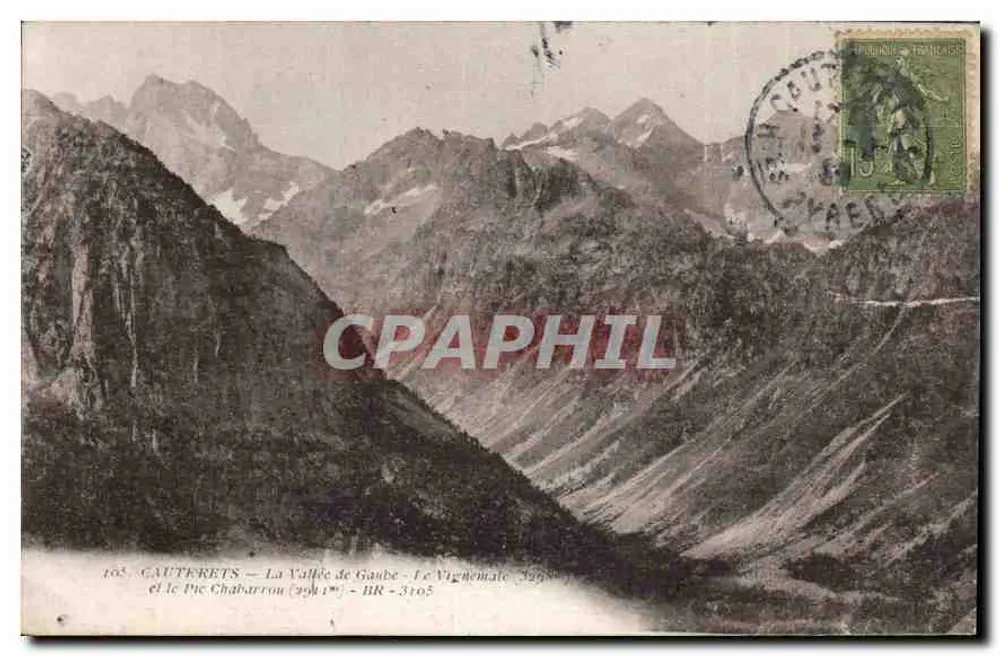 Gauterets — Tal der Gaube - Der Vignemale (3298 m) und der Pic Chabarron (2901 m) - BR - 3105 - Vorderseite