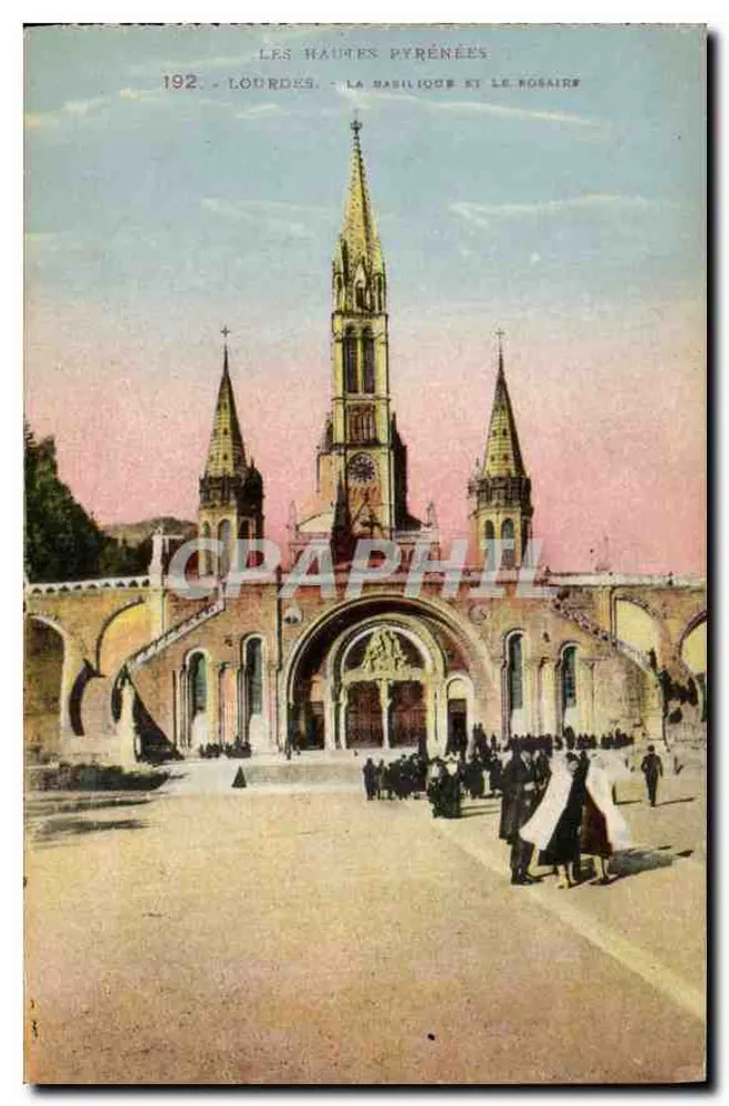 Lourdes — Die Basilika und das Rosenkranz — Phototypie Labouche Tétras, Nr. 192 - Vorderseite