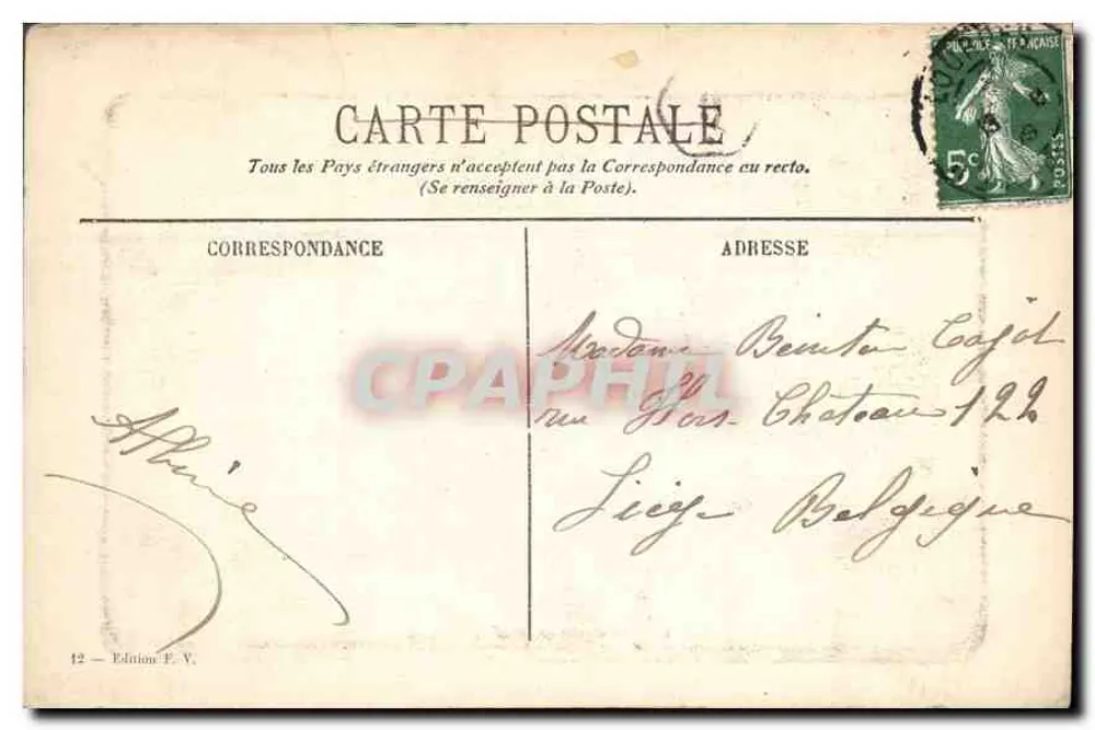 Vergine coronata e Castello — Poursades — Edizione F. V. - Verso
