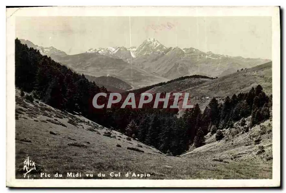 Pic du Midi visto do Col d'Aspin — vista montanhosa — editor Albia, número de série não visível - Frente